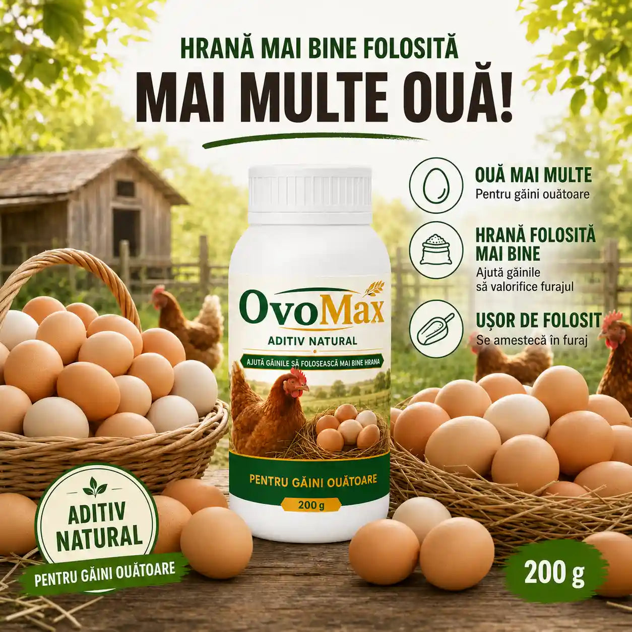 Aditiv Natural pentru Găini - OvoMax 200g
